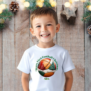 Merry First Football Christmas Baby Gift T-Shirt