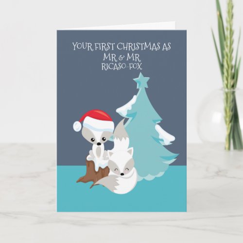 Merry First Married Christmas Cute Fox Couple Card