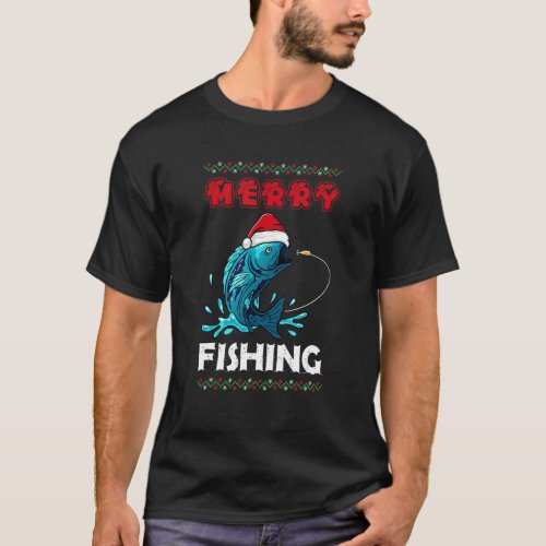 Merry Fishing Christmas Quote T_Shirt