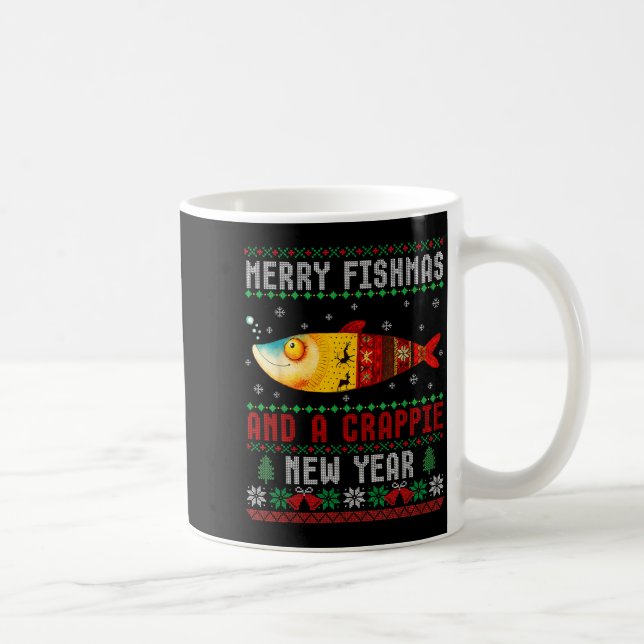 Merry Fishmas And A Crape New Year Ugly Fisherman  Coffee Mug (Right)