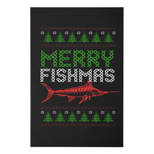 Merry Fishmas Angler Fisherman Christmas Faux Canvas Print