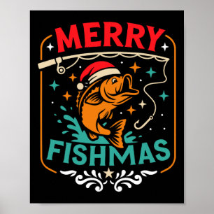 Merry Fishmas B Fish Christmas Ugly Sweater Xmas F Poster