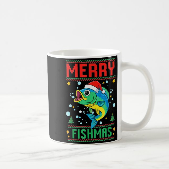 Merry Fishmas B Fish Fishing Christmas  Coffee Mug (Right)
