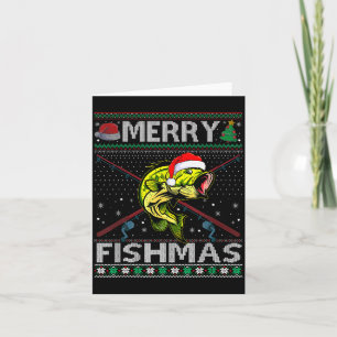 Merry Fishmas B Fish Fishing Christmas Ugly Sweate Card