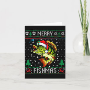 Merry Fishmas B Fish Fishing Christmas Ugly Sweate Card