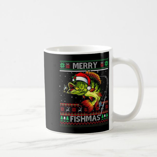 Merry Fishmas B Fish Fishing Christmas Ugly Xmas  Coffee Mug (Right)