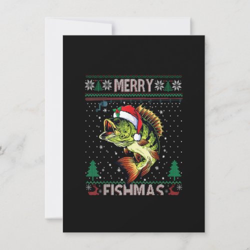 Merry Fishmas Bass Fish Fishing Christmas Ugly Swe Invitation