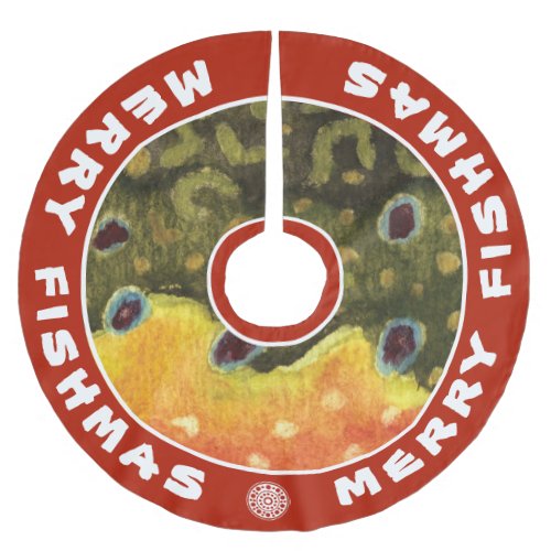 Merry FISHmas Brown Trout Fishermans Brushed Polyester Tree Skirt