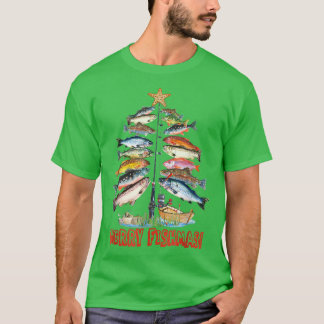 Merry Fishmas Christmas Tree Fish Funny Fishing T-Shirt