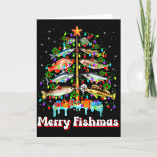 Merry Fishmas Christmas Tree Funny Fish Fishing Fi Card