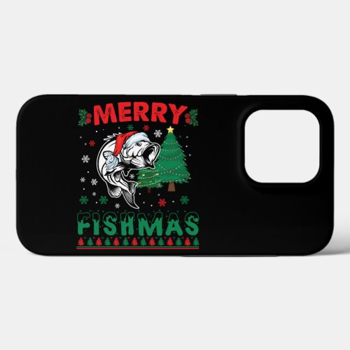Merry Fishmas Fish Fishing Dad Fisherman Christmas iPhone 13 Pro Case