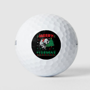 Merry Fishmas Fish Fishing Dad Fisherman Christmas Golf Balls