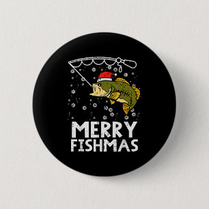 Merry Fishmas Fish Fishing Xmas Christmas Dad Men  Button