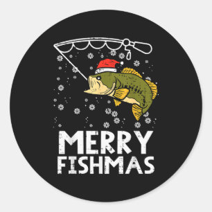 Merry Fishmas Fish Fishing Xmas Christmas Dad Men  Classic Round Sticker