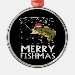 Merry Fishmas Fish Fishing Xmas  Metal Ornament
