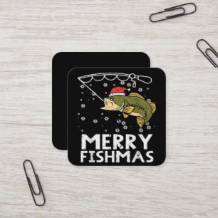 Merry Fishmas Fish Fishing Xmas Square Business Card