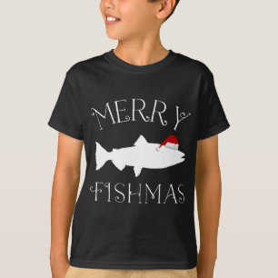 Merry Fishmas Fish Santa Hat Christmas T-Shirt