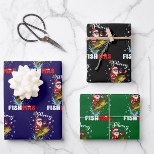 Merry Fishmas Fishing Christmas Gift Wrapping Paper Sheets