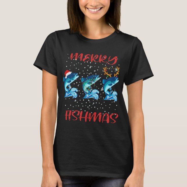 Merry Fishmas Fishing Christmas Pajama Gifts Fishm T-Shirt (Front)