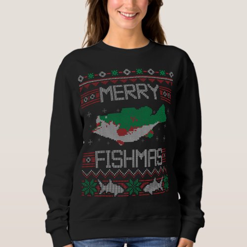 Merry Fishmas Fishing Dad Fish Angler Ugly Christm Sweatshirt