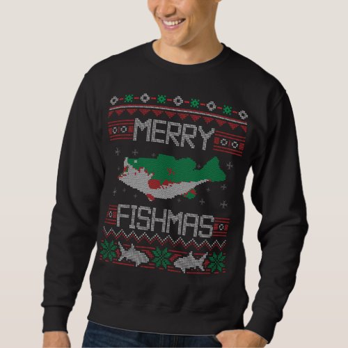 Merry Fishmas Fishing Dad Fish Angler Ugly Christm Sweatshirt