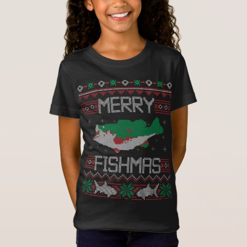 Merry Fishmas Fishing Dad Fish Angler Ugly Christm T_Shirt