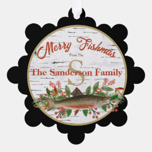 Merry Fishmas Fly Fishing Ornament Card