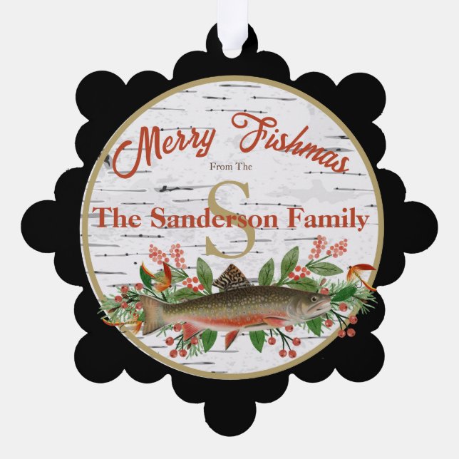 Merry Fishmas  Fly Fishing Ornament Card (Back)