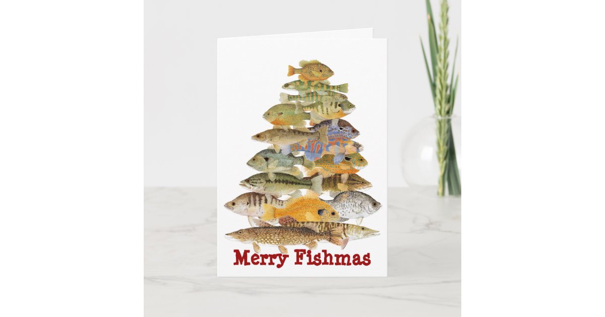 Merry Fishmas Freashwater Fish Christmas Tree Holiday Card