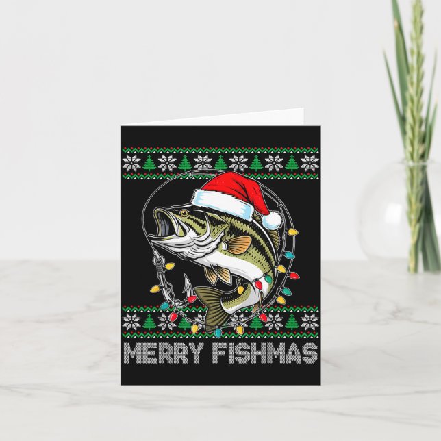 Merry Fishmas Funny B Fishing Christmas For Women  Card (Front)