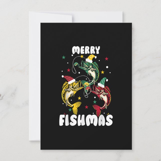 Merry Fishmas Funny Christmas Fishing Xmas Fisherm Invitation (Front)