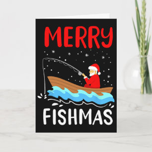 Merry Fishmas Funny Christmas Santa Claus Fishing  Card