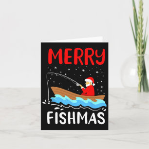Merry Fishmas Funny Christmas Santa Claus Fishing Card