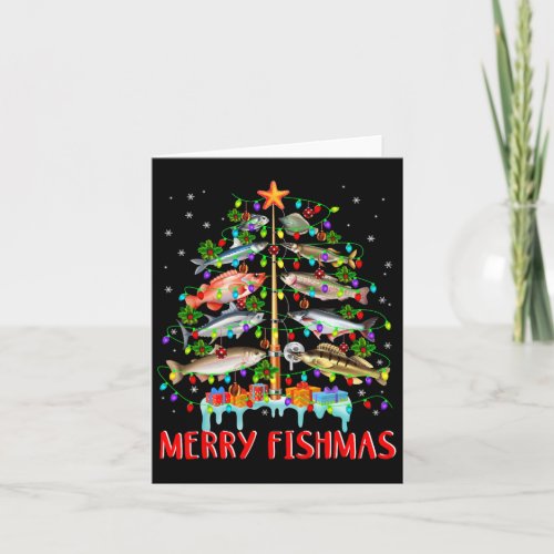 Merry Fishmas Funny Christmas Tree Lights Fish Fis Card