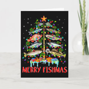 Merry Fishmas Funny Christmas Tree Lights Fish Fis Card
