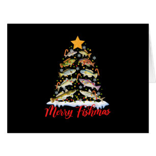 Merry Fishmas Funny Christmas Tree Lights Fish Fis Cards