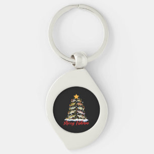 Merry Fishmas Funny Christmas Tree Lights Fish Fis Keychain