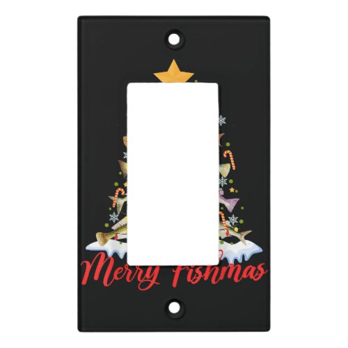 Merry Fishmas Funny Christmas Tree Lights Fish Fis Light Switch Cover