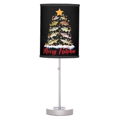 Merry Fishmas Funny Christmas Tree Lights Fish Fis Table Lamp