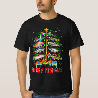 Merry Fishmas Funny Christmas Tree Lights Fish T-Shirt