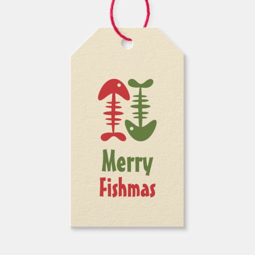 Merry Fishmas Funny Cute Retro Christmas Fish Bone Gift Tags