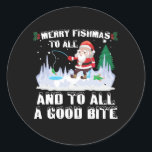 Merry Fishmas Funny Fish Fishing Fisherman Xmas Classic Round Sticker<br><div class="desc">Merry Fishmas Funny Fish Fishing Fisherman Xmas</div>