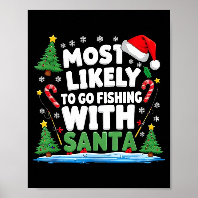 Merry Fishmas Funny Fish Santa Bigfoot Christmas F Poster (Front)
