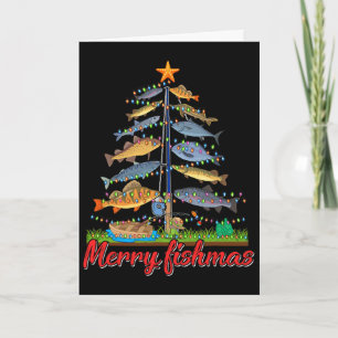 Merry Fishmas Funny Fisher Christmas Tree Fishing Card