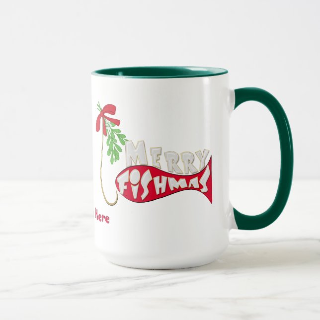 Merry Fishmas Funny Fishing Christmas  Mug (Right)