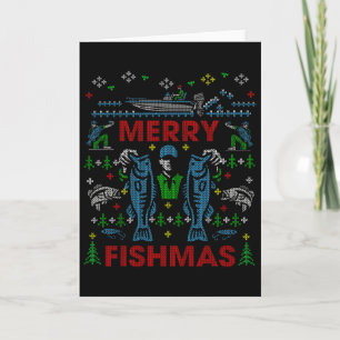 Merry Fishmas Funny Fishing Ugly Christmas Sweater Card