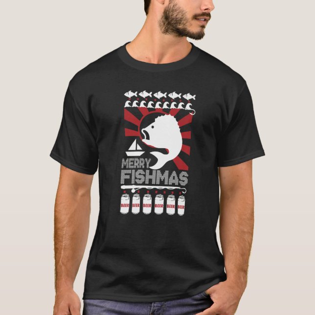 Merry Fishmas Love Fishing T-Shirt (Front)