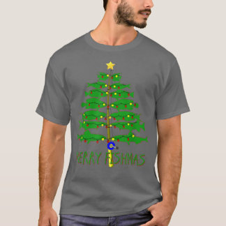 Merry Fishmas Merry Christmas Tree Fishing Funny  T-Shirt