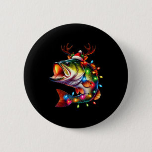 Merry Fishmas Santa Fishing Lovers Funny Fisherman Button