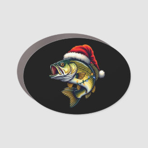 Merry Fishmas Santa Fishing Lovers Funny Fisherman Car Magnet